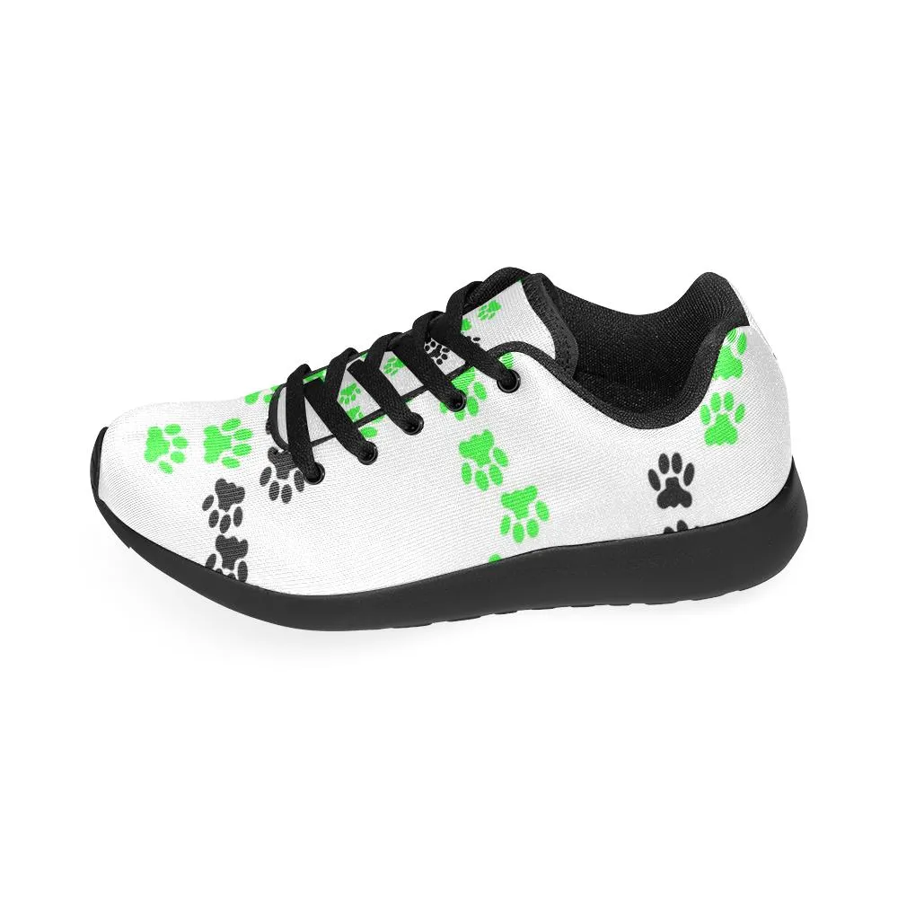 Zenzzle green and black dogs paw pattern print on Women's Running shoes Casual Lightweight Athletic Sneakers US size 6-15