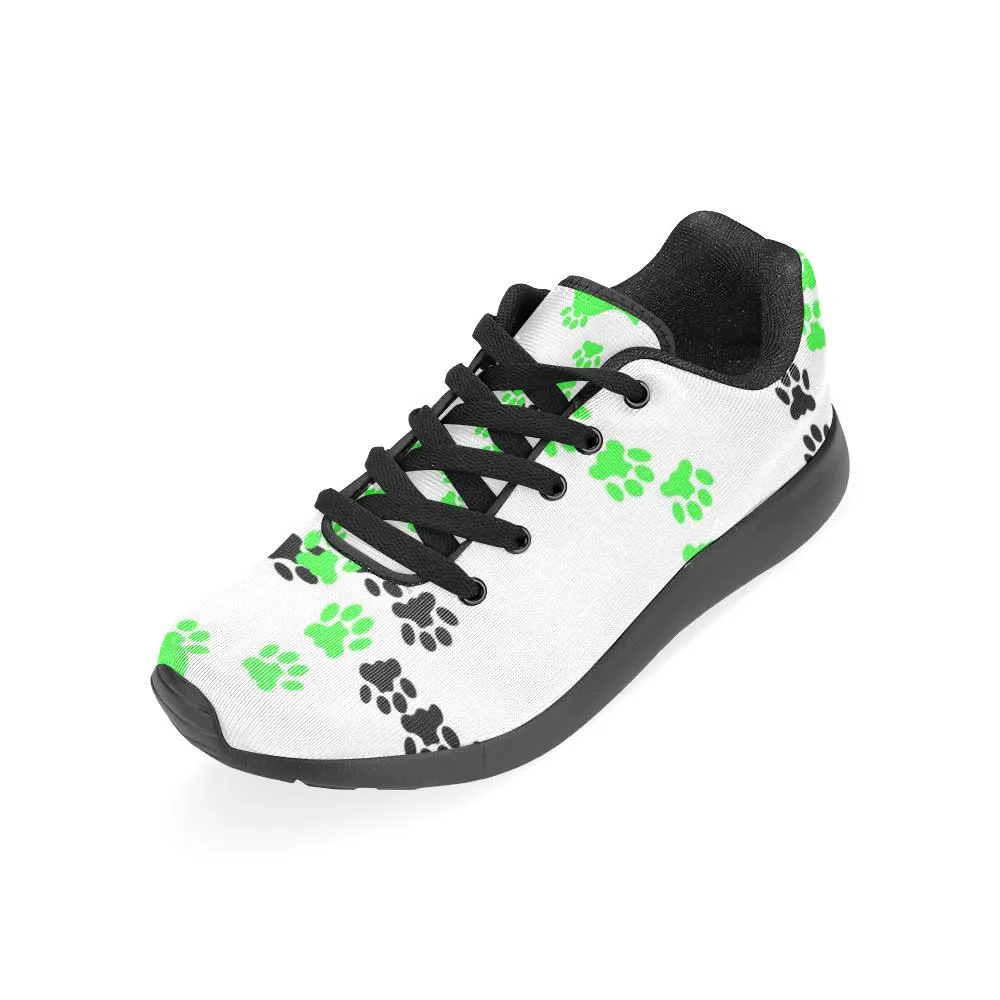 Zenzzle green and black dogs paw pattern print on Women's Running shoes Casual Lightweight Athletic Sneakers US size 6-15