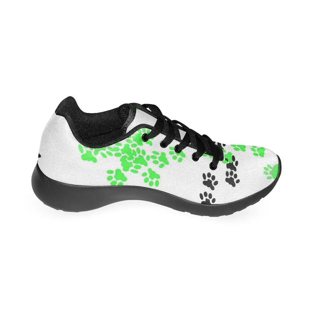 Zenzzle green and black dogs paw pattern print on Women's Running shoes Casual Lightweight Athletic Sneakers US size 6-15