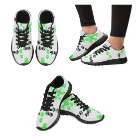 Zenzzle green and black dogs paw pattern print on Women's Running shoes Casual Lightweight Athletic Sneakers US size 6-15