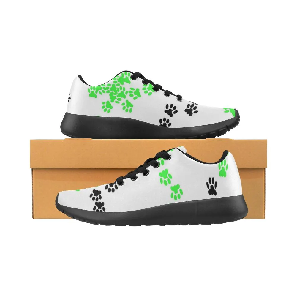 Zenzzle green and black dogs paw pattern print on Women's Running shoes Casual Lightweight Athletic Sneakers US size 6-15