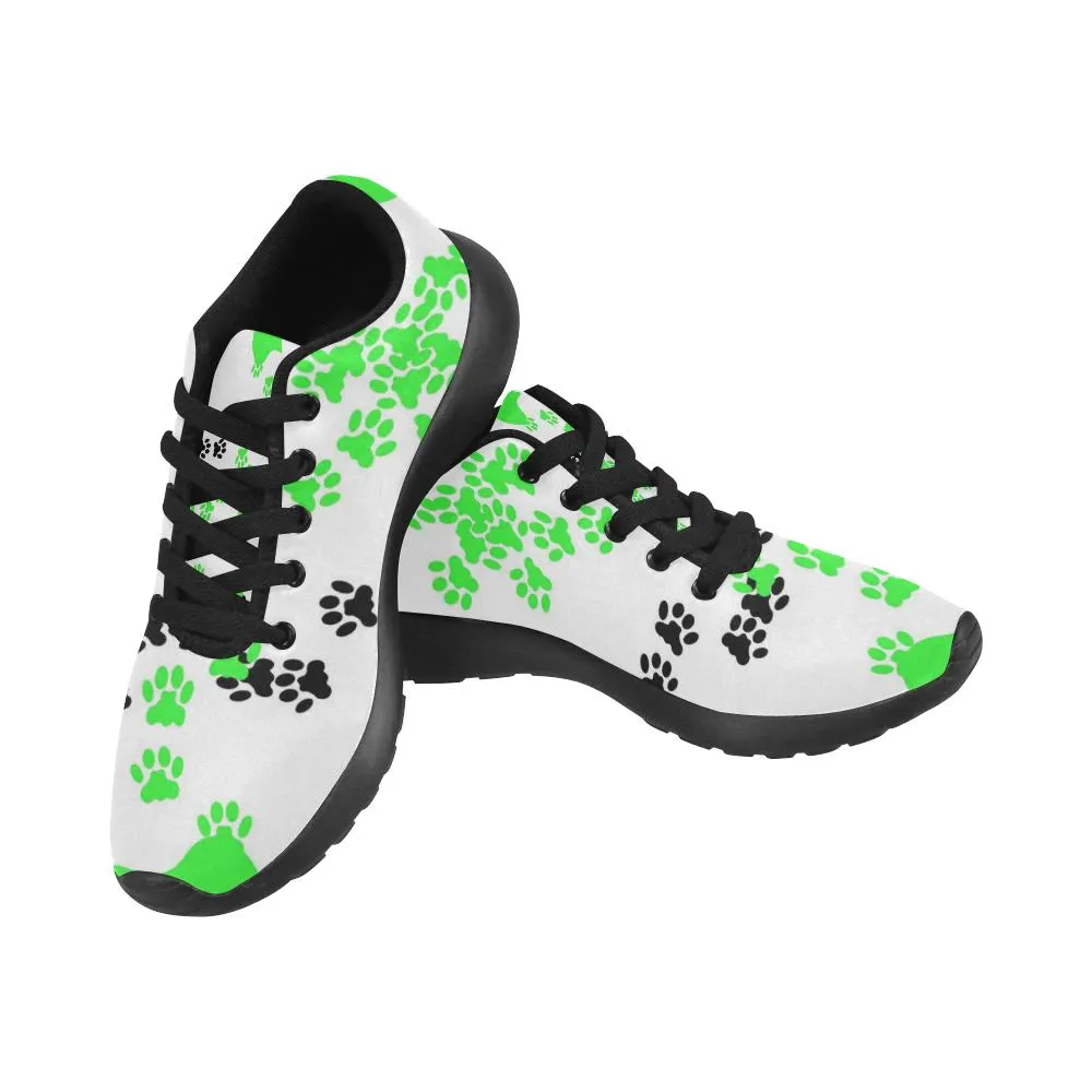 Zenzzle green and black dogs paw pattern print on Women's Running shoes Casual Lightweight Athletic Sneakers US size 6-15